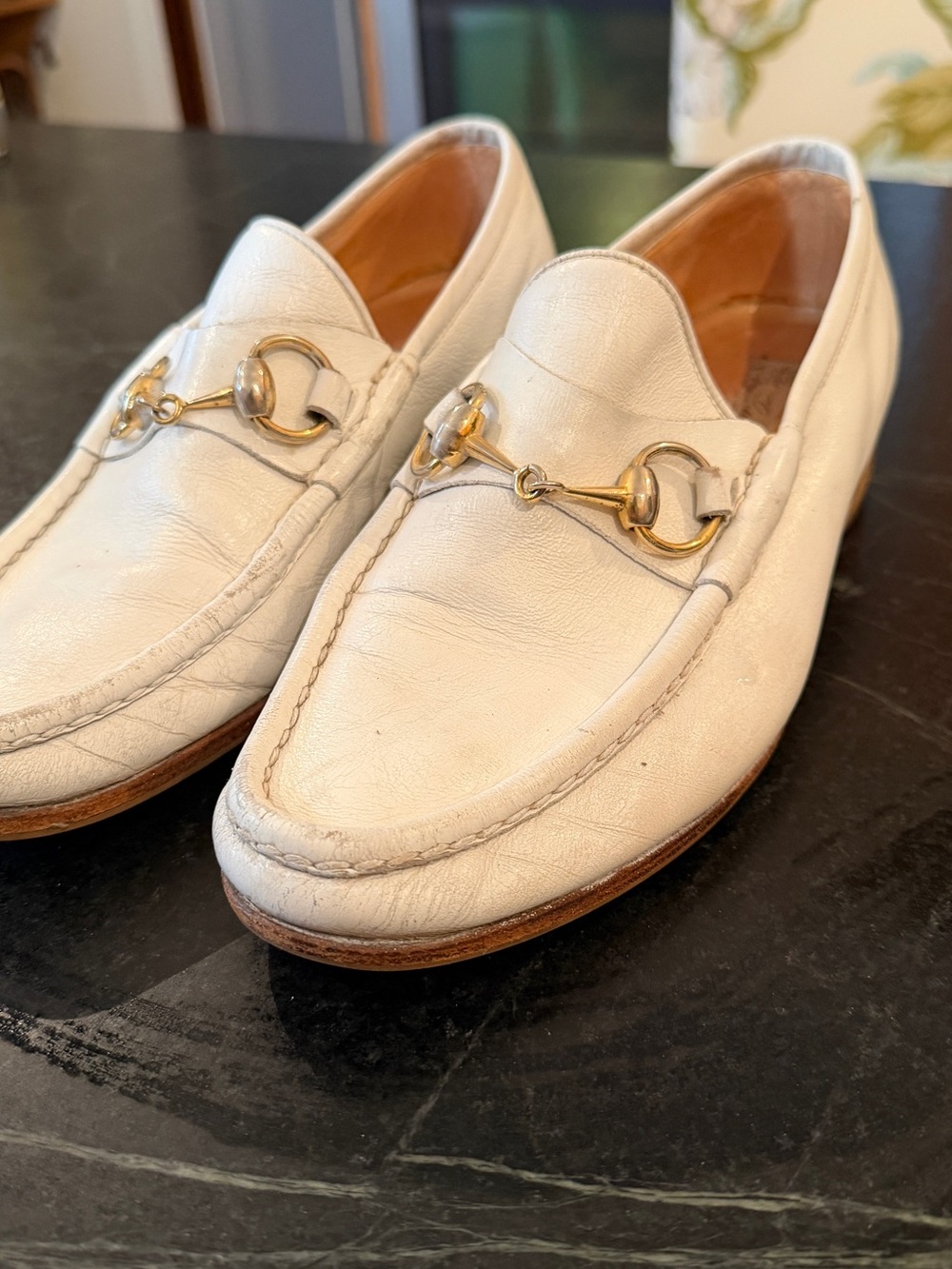 Gucci White Leather Horsebit Loafers - Picture 4 of 8